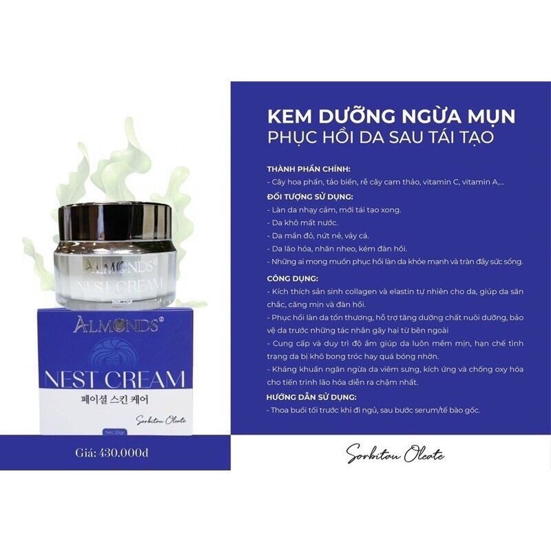 Kem trắng siêu phục hồi chính hãng Almonds