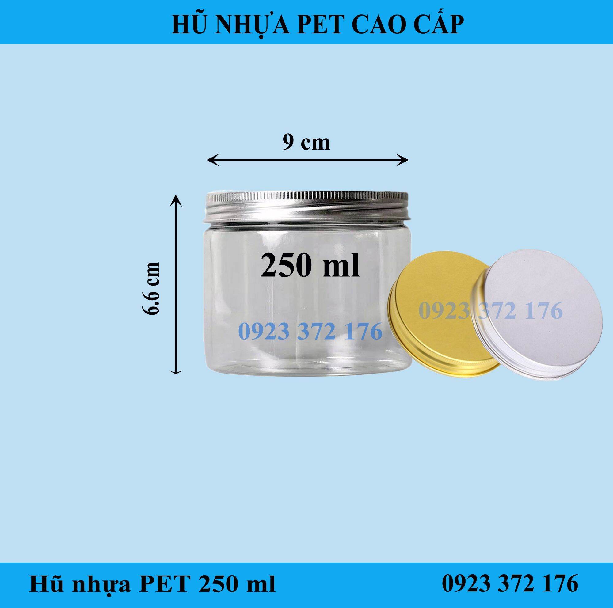 Combo 10 hũ nhựa pet 250ml nắp nhôm cao cấp
