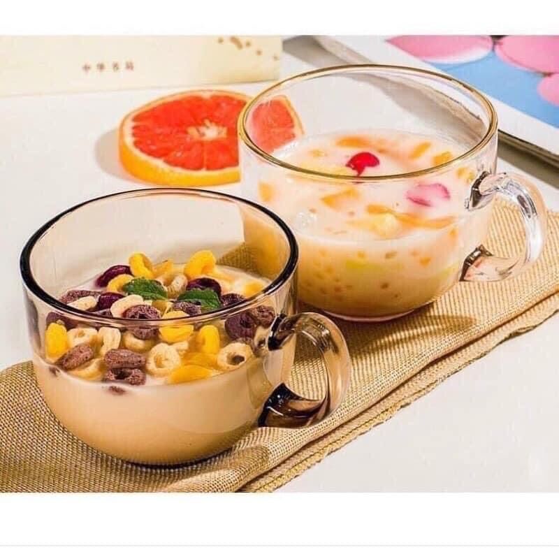 Combo 3 cốc thuỷ tinh màu hổ phách 480ml có tay cầm rất dày dặn chịu nhiệt cao
