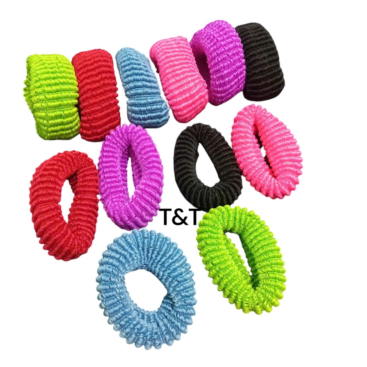 Túi 12 dây cột tóc 6 màu (bản 2cm-3cm)