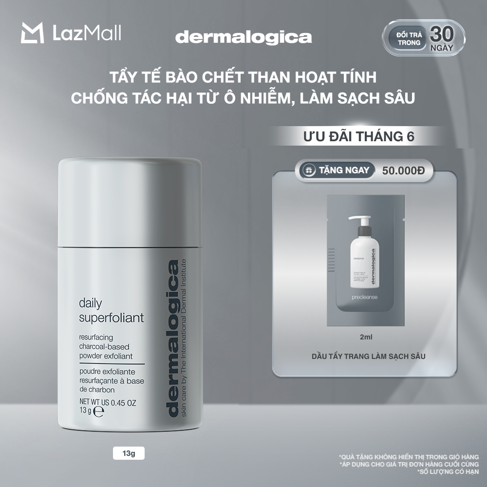 Tẩy da chết dermalogica daily superfoliant travel size 13g than hoạt tính chống tác hại từ ô nhiễm, làm sạch sâu