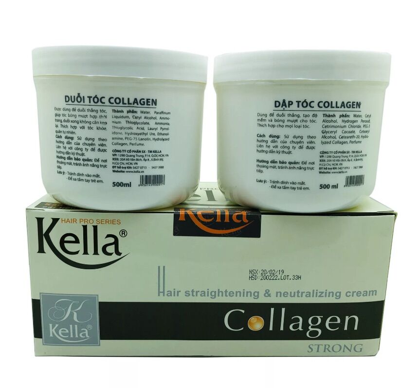 Thuốc duỗi tóc khoẻ KELLA COLLAGEN 500ml x 2