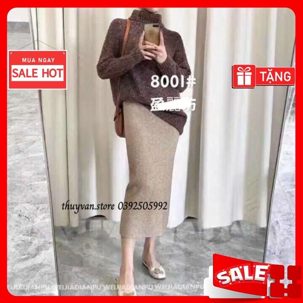 8001 Chân váy len lông dáng dài 75cm hàng dày đẹp