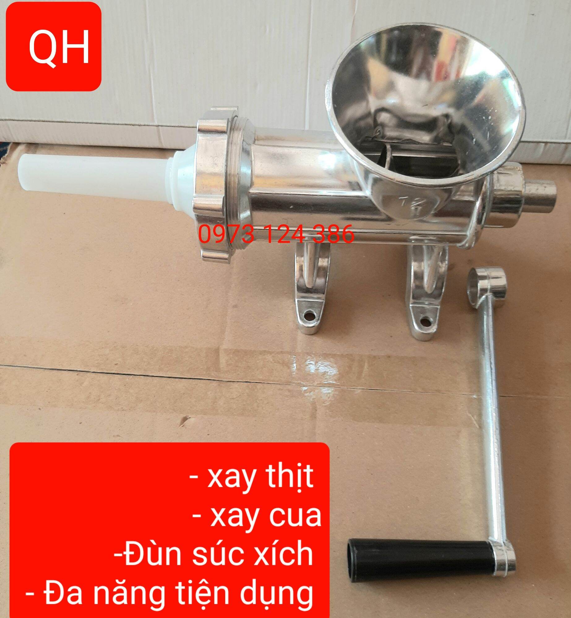 Máy xay thịt xay cua bằng nhôm quay tay ( máy 12 )