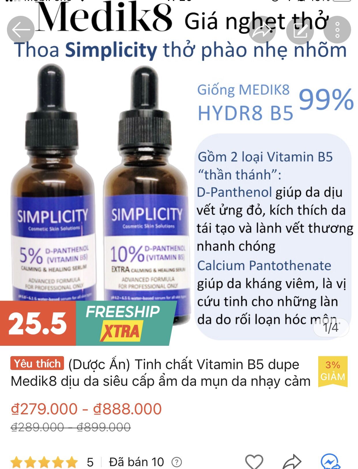 (Dược Ấn) Tinh chất Vitamin B5 dupe Medik8 dịu da siêu cấp ẩm giảm viêm da mụn dầu lành tính cho da nhạy cảm