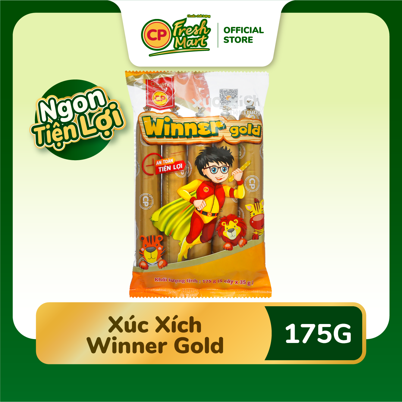 Xúc Xích Winner Gold CP Gói 175G - Ngon Tiện Lợi - Snack Ăn Vặt Cho Bé - CP Fresh Mart