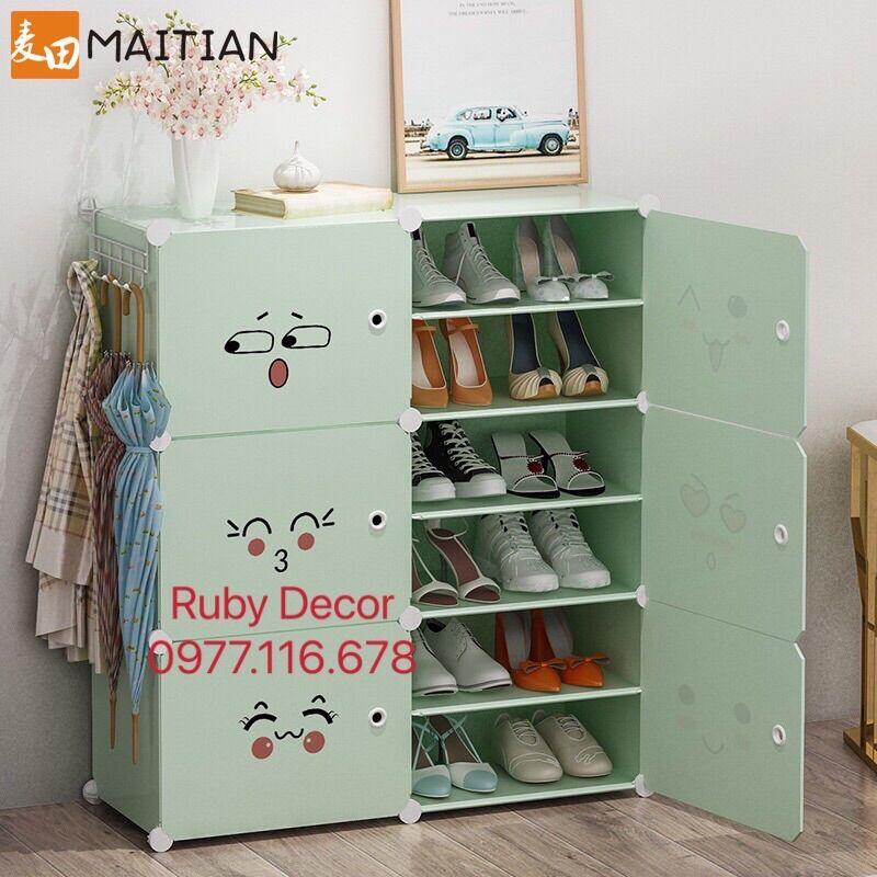 TỦ GIÀY LẮP GHÉP 12 Ô CHIA NGĂN ( tặng kèm móc treo sườn)