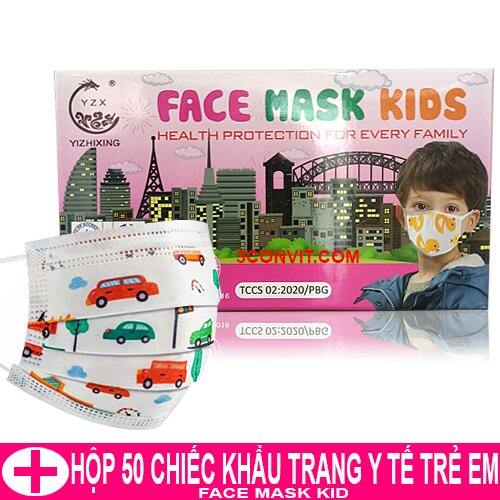Hộp 50 chiếc khẩu trang y tế 4 lớp trẻ em
