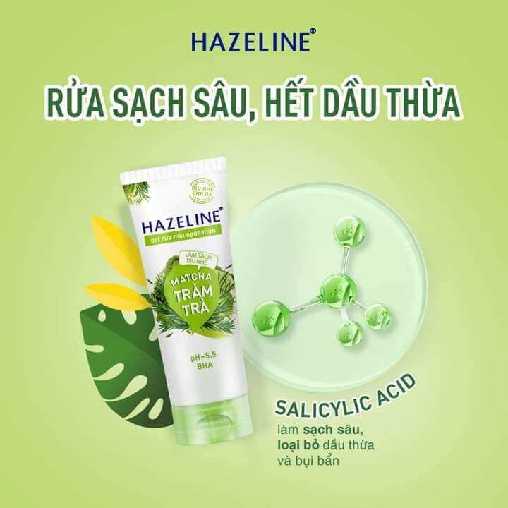 15 gr - Sữa rửa mặt Hazeline matcha tràm trà ngừa mụn dịu nhẹ lành tính