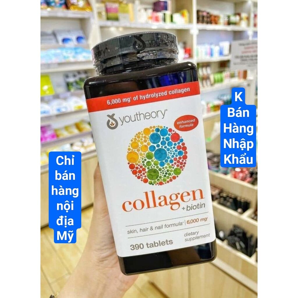Viên uống collagen Youtheory Biotin CHUẨN AUTH 390 viên của mỹ