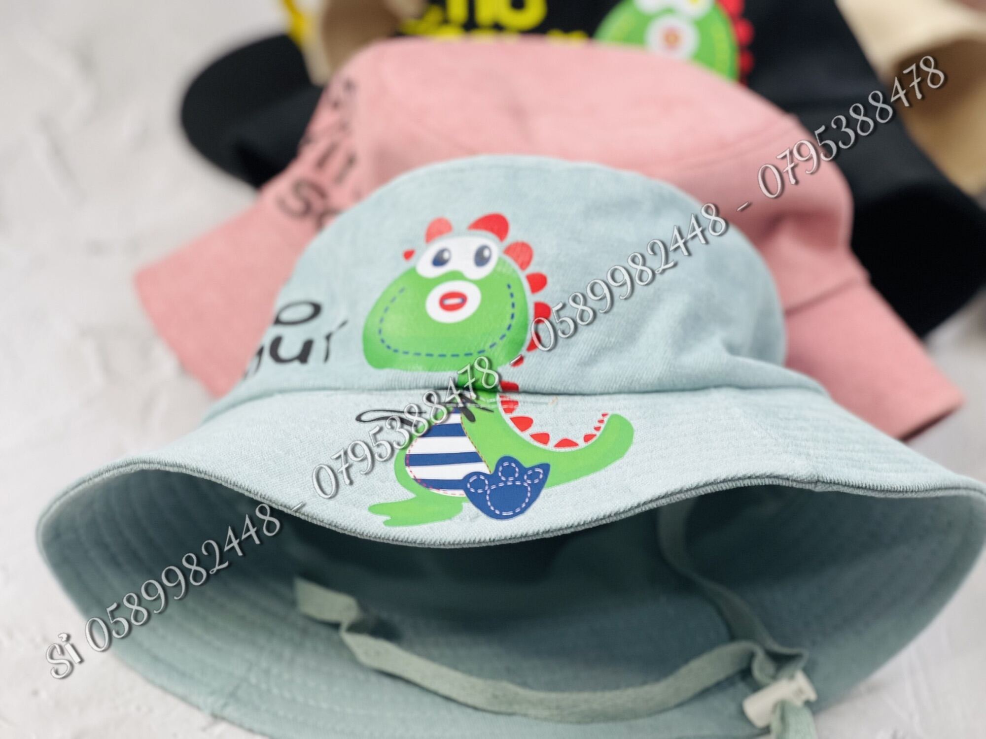 Mũ bo bucket - Nón Tai bèo phối dây khủng Long 🦖 xanh cute cho bé trai bé gái cute 1tuổi đến 5t