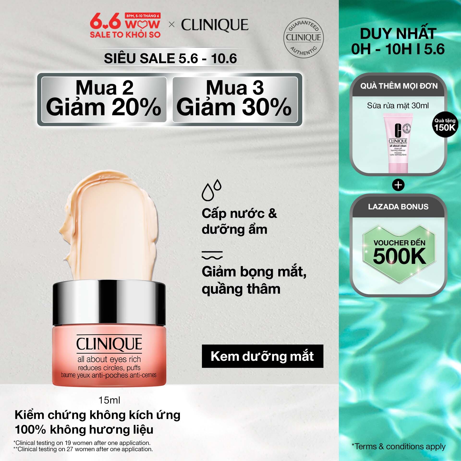 Kem dưỡng mắt giàu ẩm Clinique All About Eyes Rich 15ml