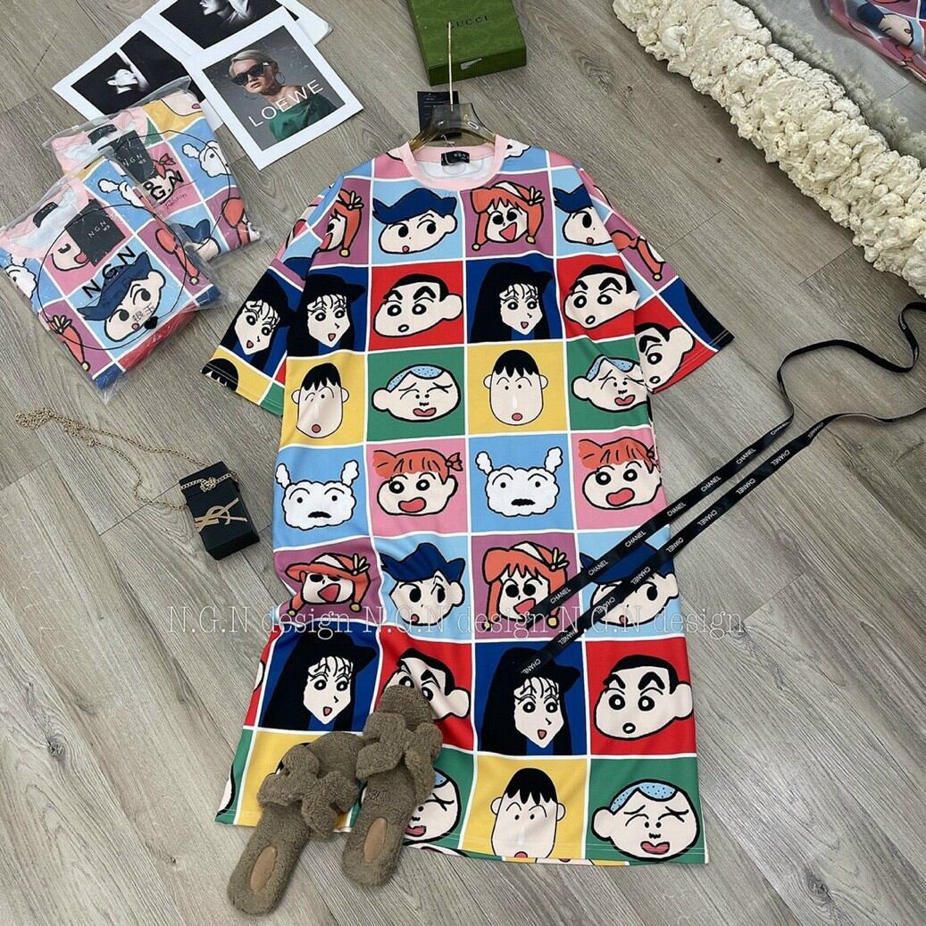 Váy nữ dáng xuông rộng oversize chuột mickey