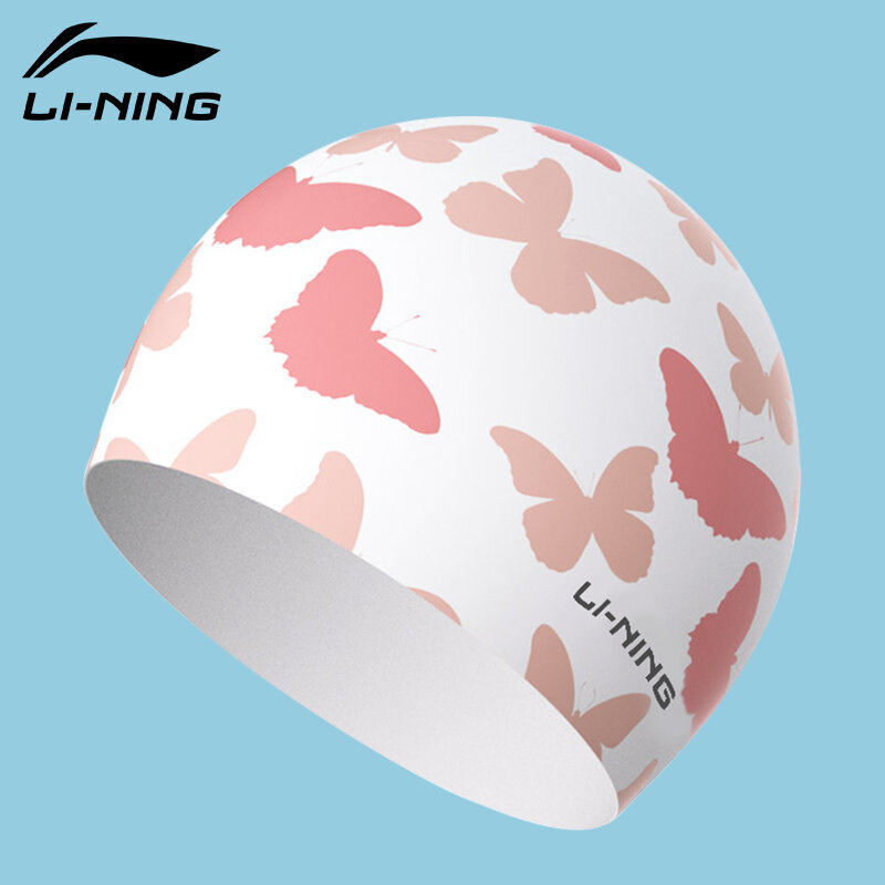 Mũ bơi li-ning mũ bơi bướm mơ mộng không bo đầu chống nước tóc dài cho nữ mũ in hoa mẫu người lớn chuyên nghiệp silicone