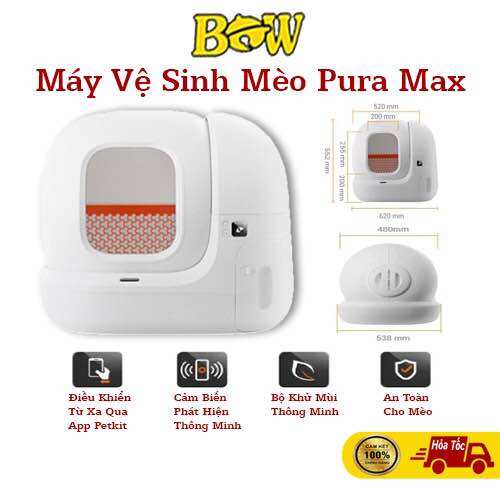 Nhà vệ sinh cho mèo petkit, máy vệ sinh tự động cho mèo pura max máy dọn phân mèo