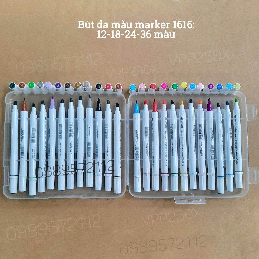 Bút dạ màumarker- bút dạ 2 đầu 12-18-24-36 màu 1616