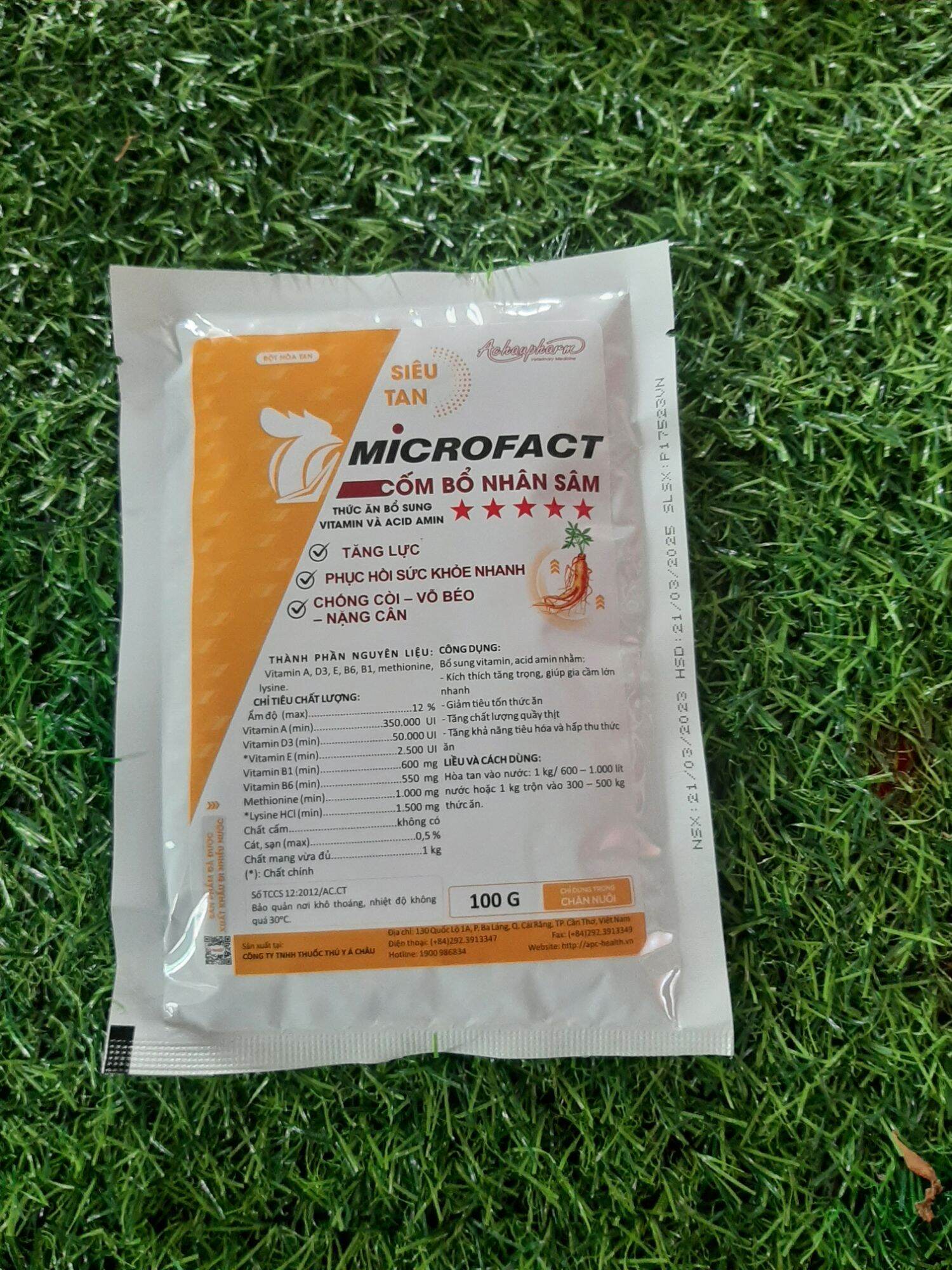 MICROFACT 100g CỐM BỔ NHÂN SÂM TĂNG LỰC - TĂNG ĐỀ KHÁNG CHO GÀ