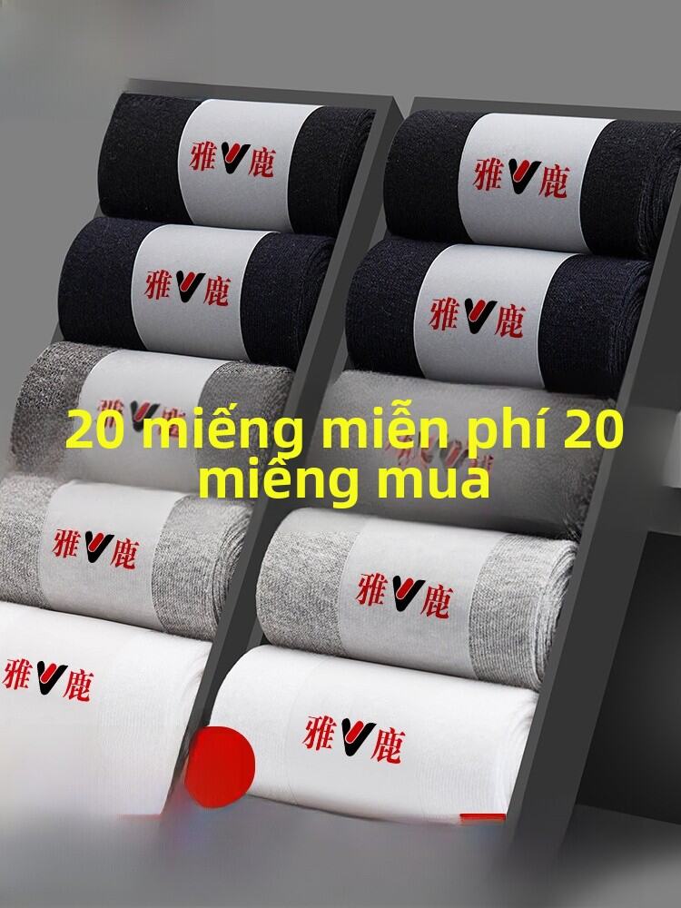 Tất Cotton Nam Dài Đến Bắp Chân Chống Mùi Thấm Mồ Hôi Mỏng Mùa Xuân Hè Tất Dài Kháng Khuẩn Màu Đen T