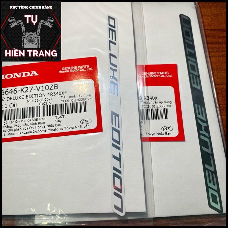 TEM CHỮ "DELUXE EDITION" MÀU INOX NỀN TRẮNG/ĐEN ZIN CHÍNH HÃNG HONDA