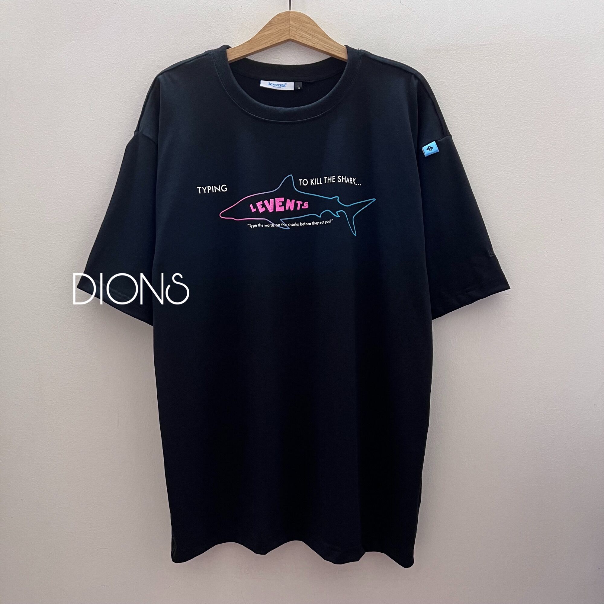 Full Tag Vải - Áo thun LEVENTS Shark Tee Cá Mập Form Rộng Tay Lỡ Logo Thêu Cao Cấp