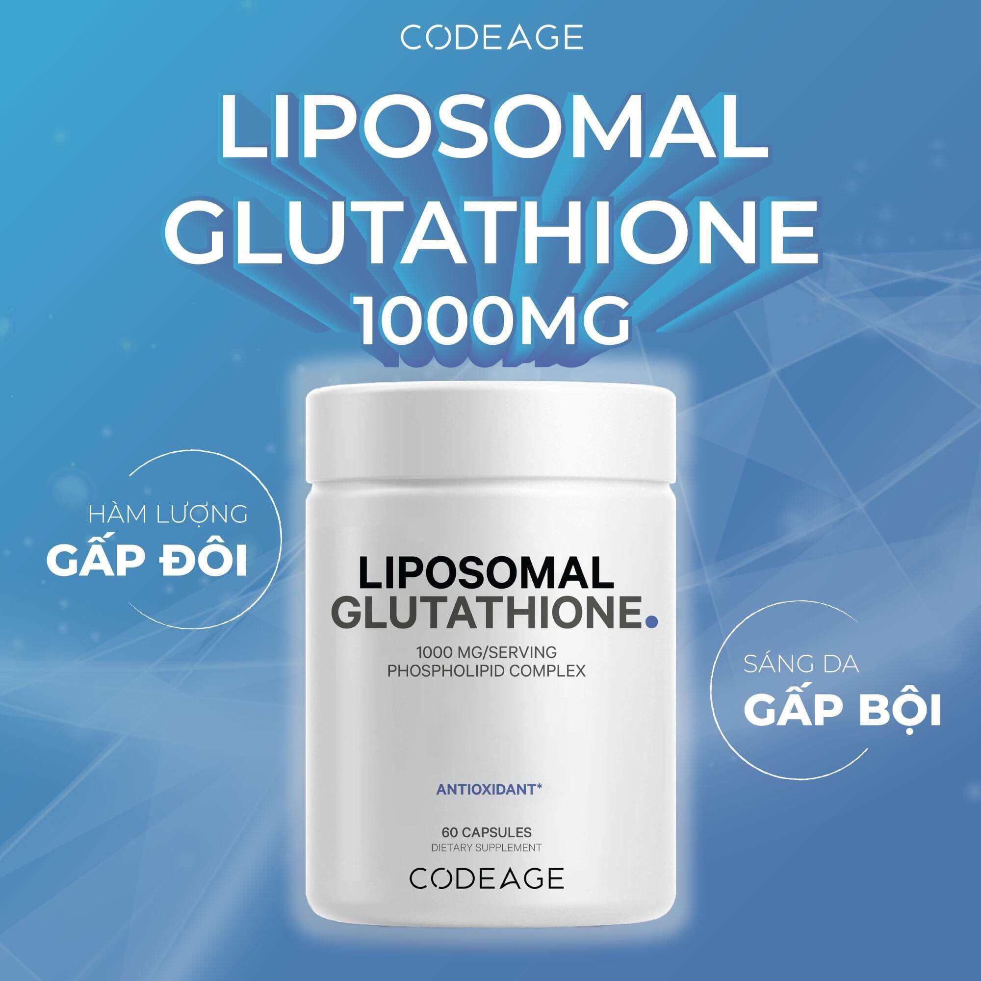 [HÀNG NHẬP KHẨU] Viên Uống Hỗ Trợ Trắng Da Code Age Liposomal Glutathione - hộp 60 viên