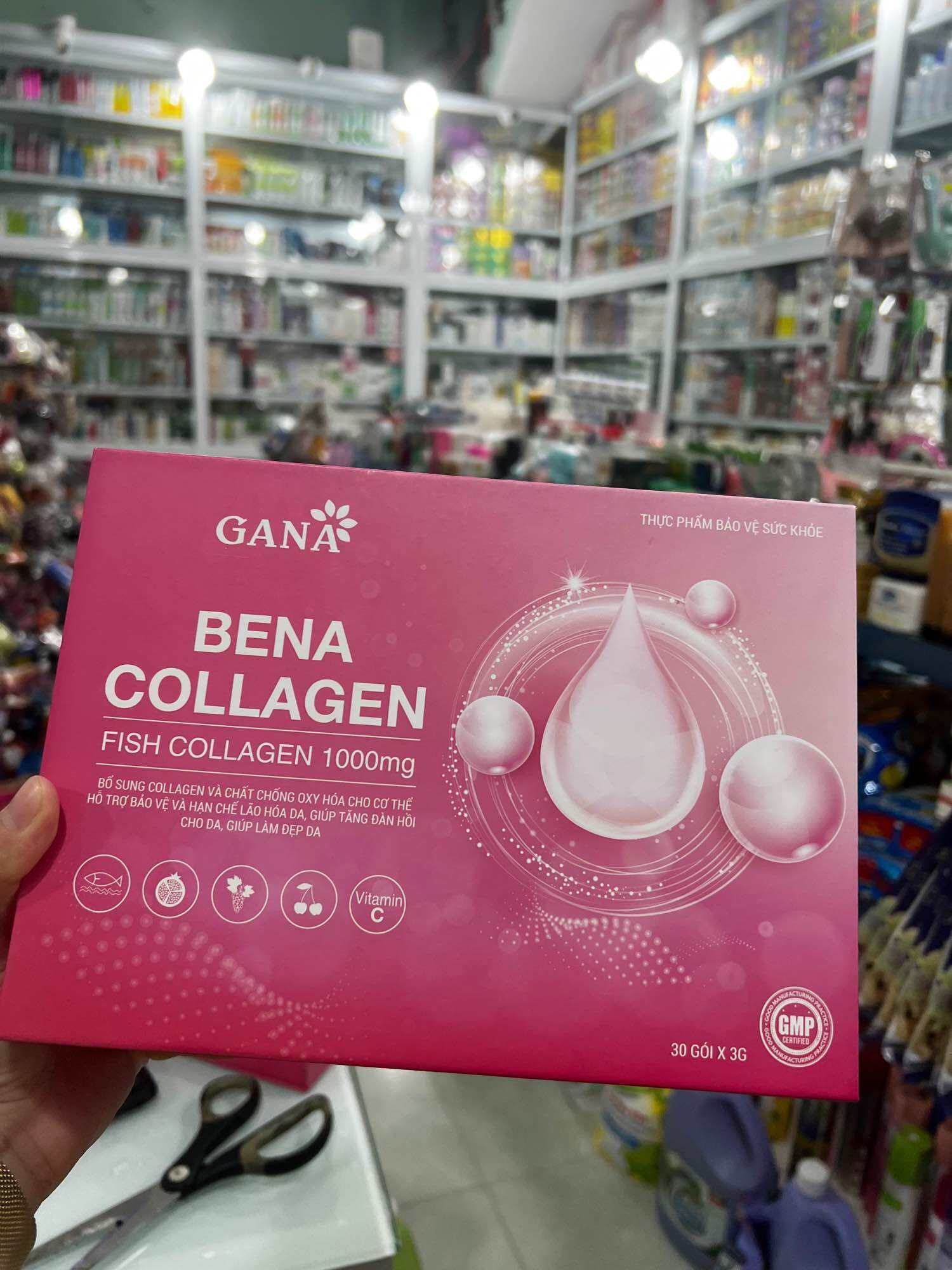 Bena Collagen GANA, collagen dạng bột công nghệ thủy phân peptit, hộp 30 gói