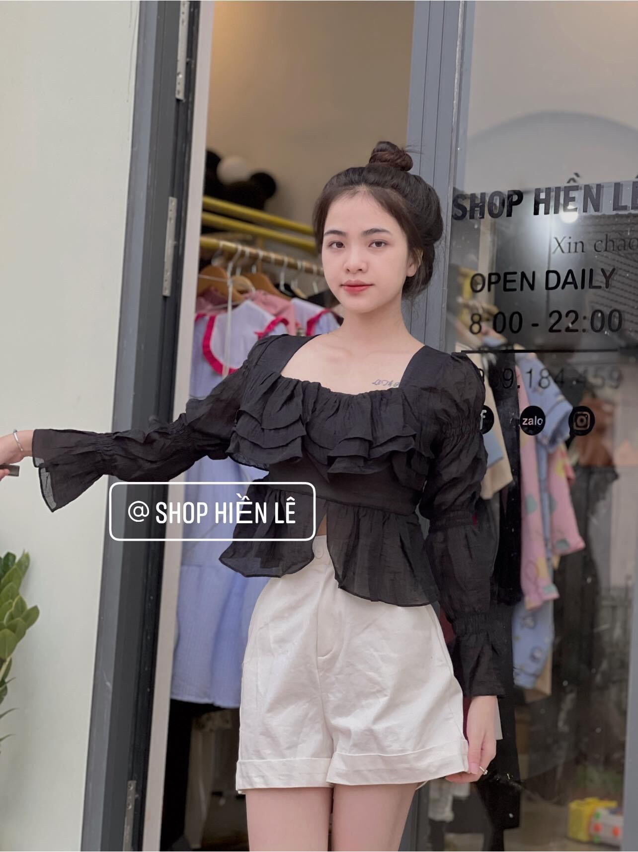 Áo kiểu voan bèo ngực tầng