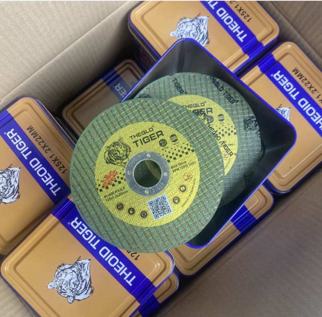 ( Hộp 100 Viên/loại 105 ) Đá Cắt Sắt Cắt Inox TIGER vs CHỮ M 105 125 Hàng Loại 1 Chính Hãng (105x1.2