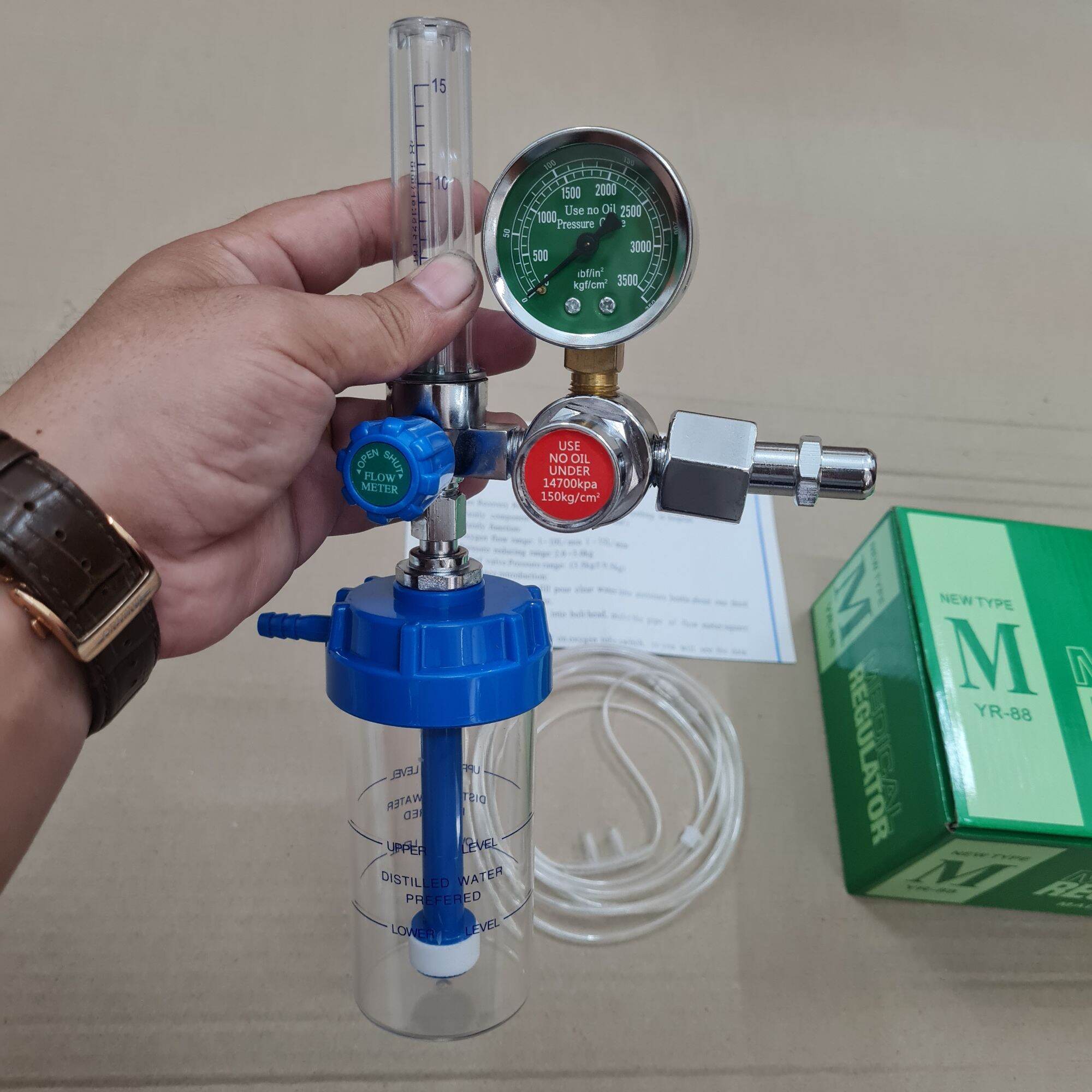 Đồng Hồ Oxy Trọn Bộ 3 Món: Đồng Hồ+Bình Tạo Ẩm+Dây Thở