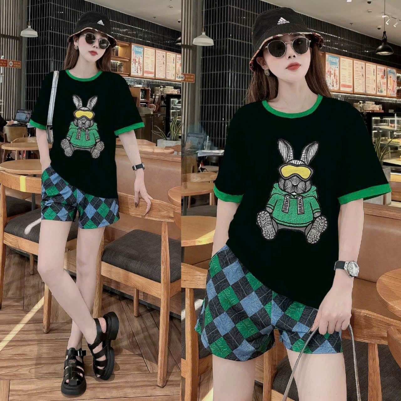 SÉT BỘ SHORT THÊU LÔ GÔ Q CHÂU CAO CẤP
