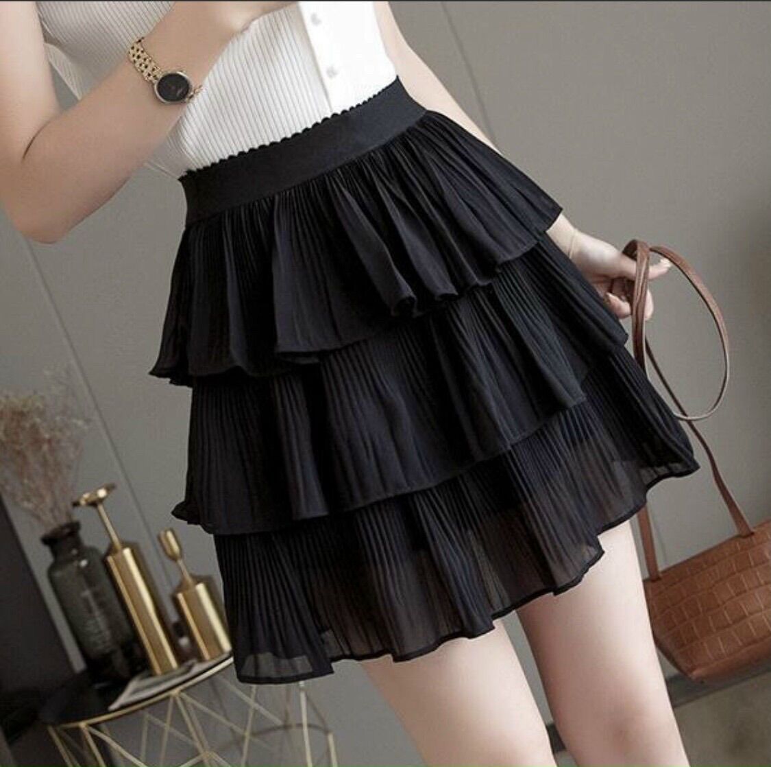Hcm chân váy tầng dập ly hàng đẹp chuẩn shop
