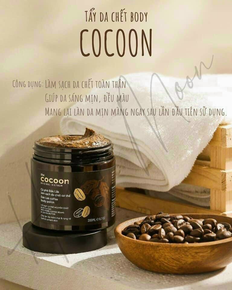 Tẩy da chết cafe cocoon đắk lắk giúp làm sạch da, loại bỏ da chết