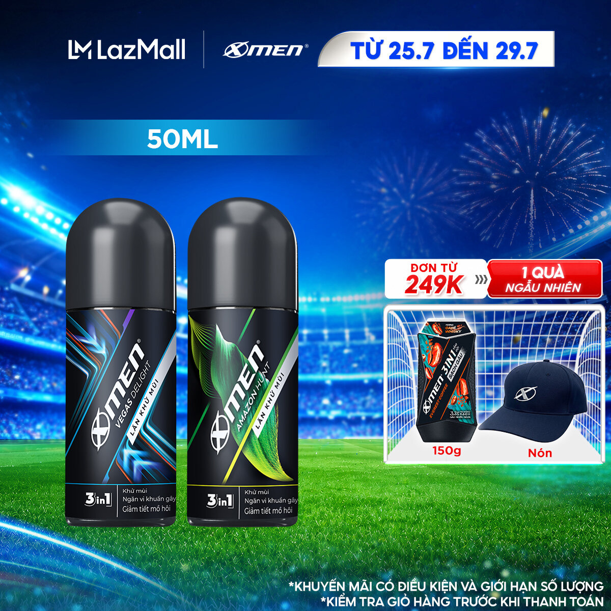 [MỚI] Lăn Khử Mùi XMen Amazon Hunt/ Vegas Delight 50ml - Công nghệ mùi hương mới