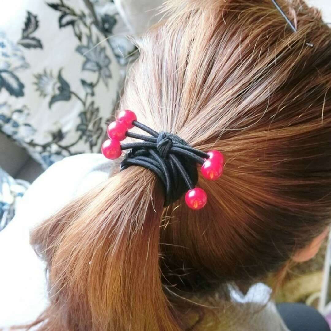 Sỉ 100 thun cột tóc hạt cherry nhiều màu