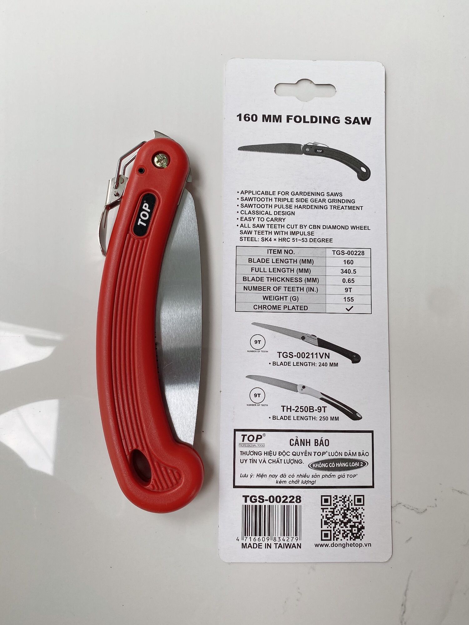 Cưa gỗ, Cưa xếp cán đỏ 160mm Top