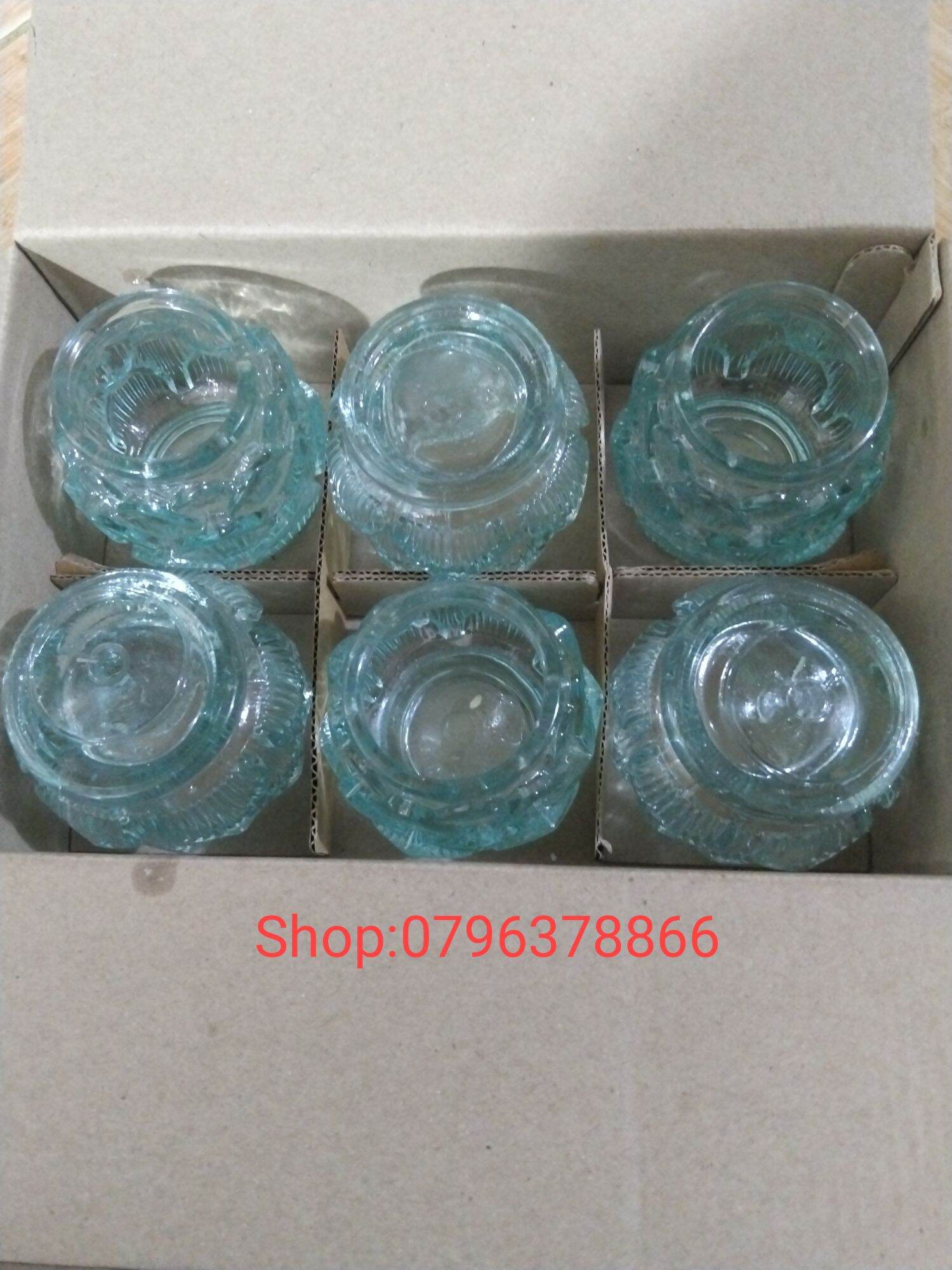 Ly sen trung làm đèn cầy .Hộp 6 ly