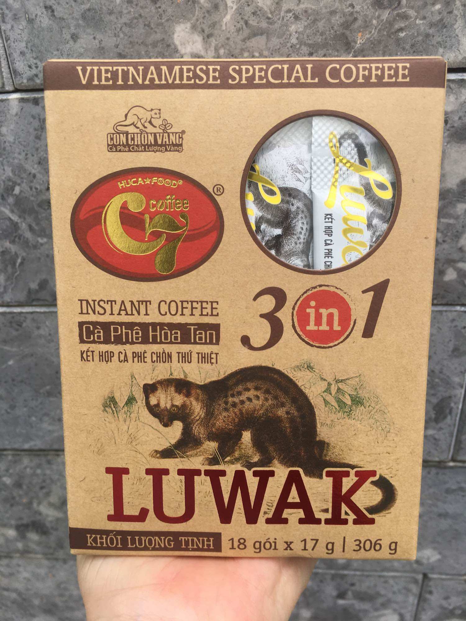 Cà Phê Hoà Tan 3in1 Luwak Con Chồn Vàng C7 (Hộp 18Gói x 17g)