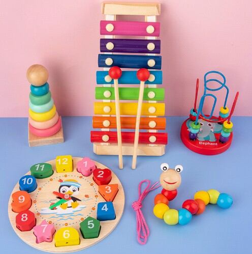 Bộ đồ chơi gỗ 6 món cho bé, combo 6 món đồ chơi gỗ