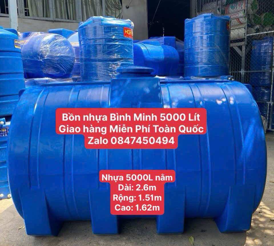 Bồn nhựa 5000 lít 5 khối nằm 5000L ngang 5m3 ngang bình minh chứa nước sinh hoạt gia đình giao miễn phí Toàn Quốc