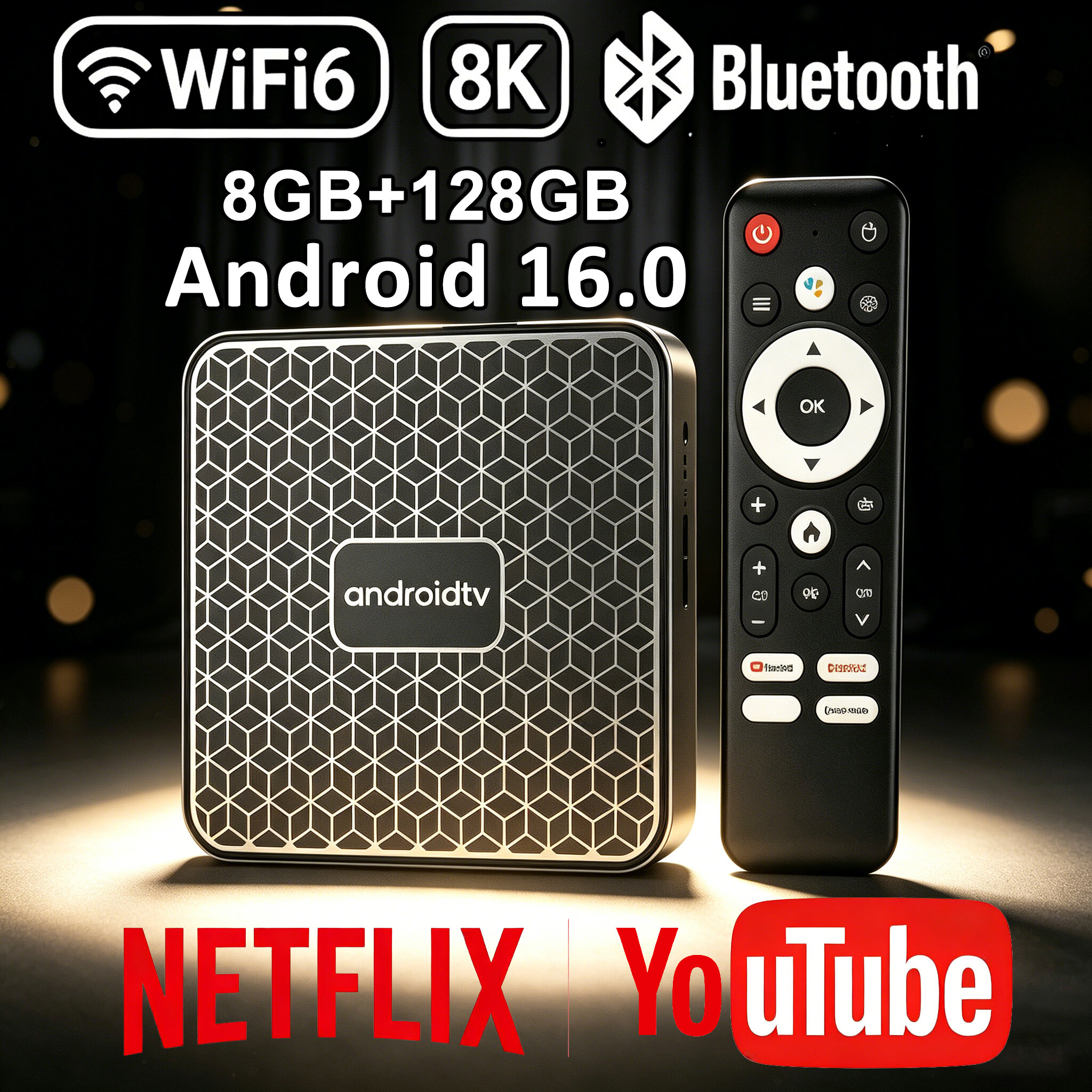 Hộp Giải Mã Truyền Hình Android 16 T8S 8GB+128GB RK3518 4K 8K HDR10, Hỗ Trợ WiFi 6, BT5.4, Trợ Lý Giọng Nói, Smart Set Top Box