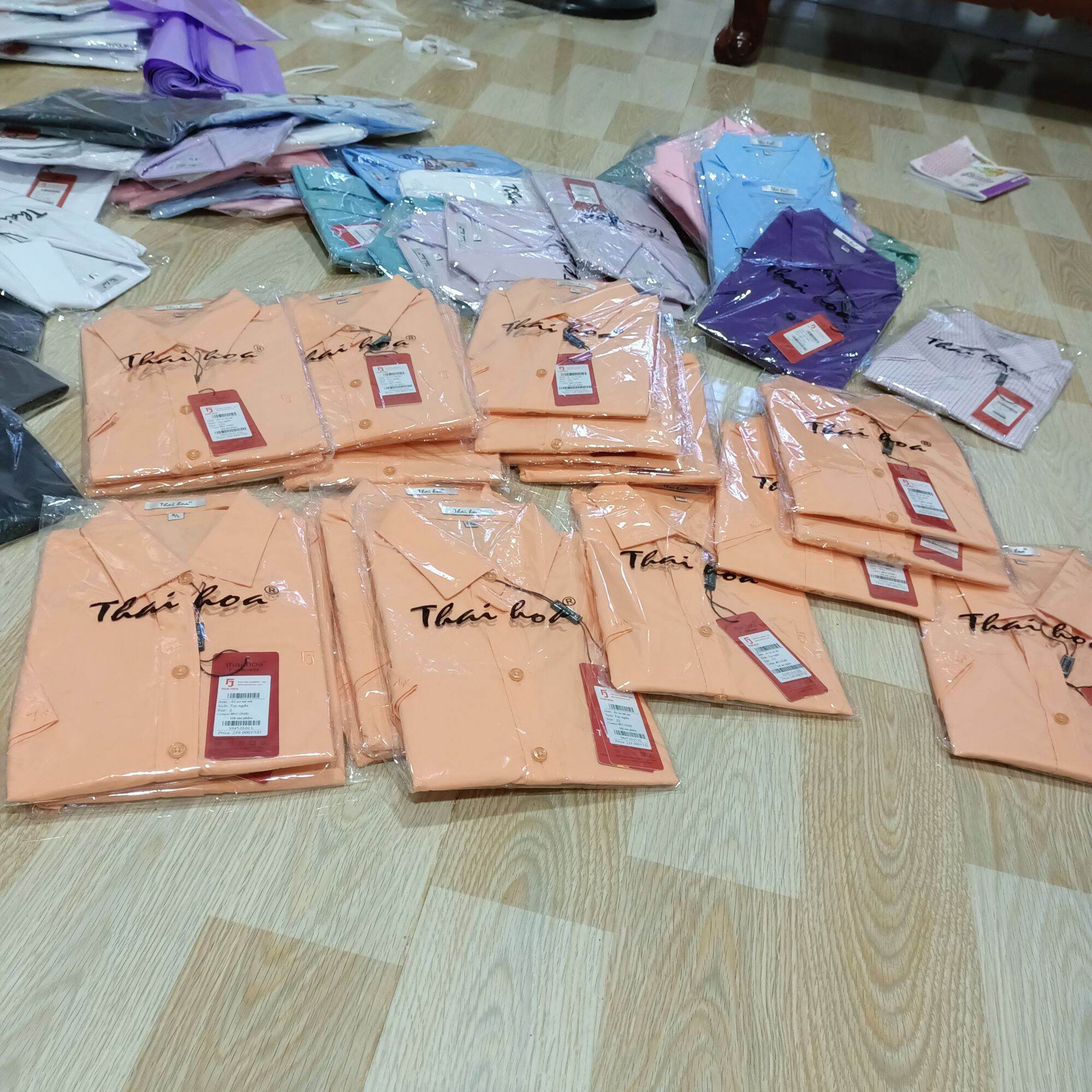 Sơ mi nữ Thái Hòa màu cam trơn