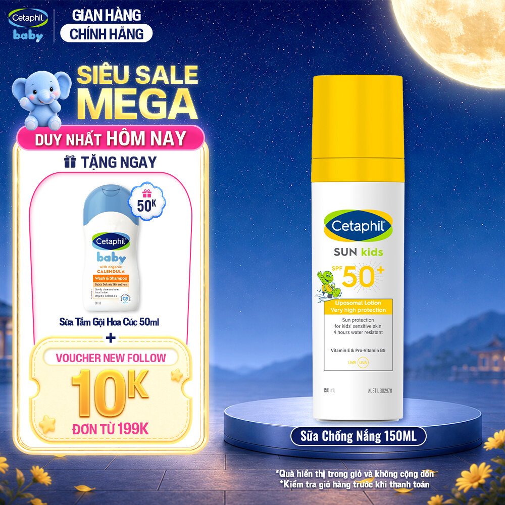 Sữa chống nắng dịu lành cho làn da nhạy cảm của bé từ 6 tháng tuổi CETAPHIL BABY SUN KIDS 150ML