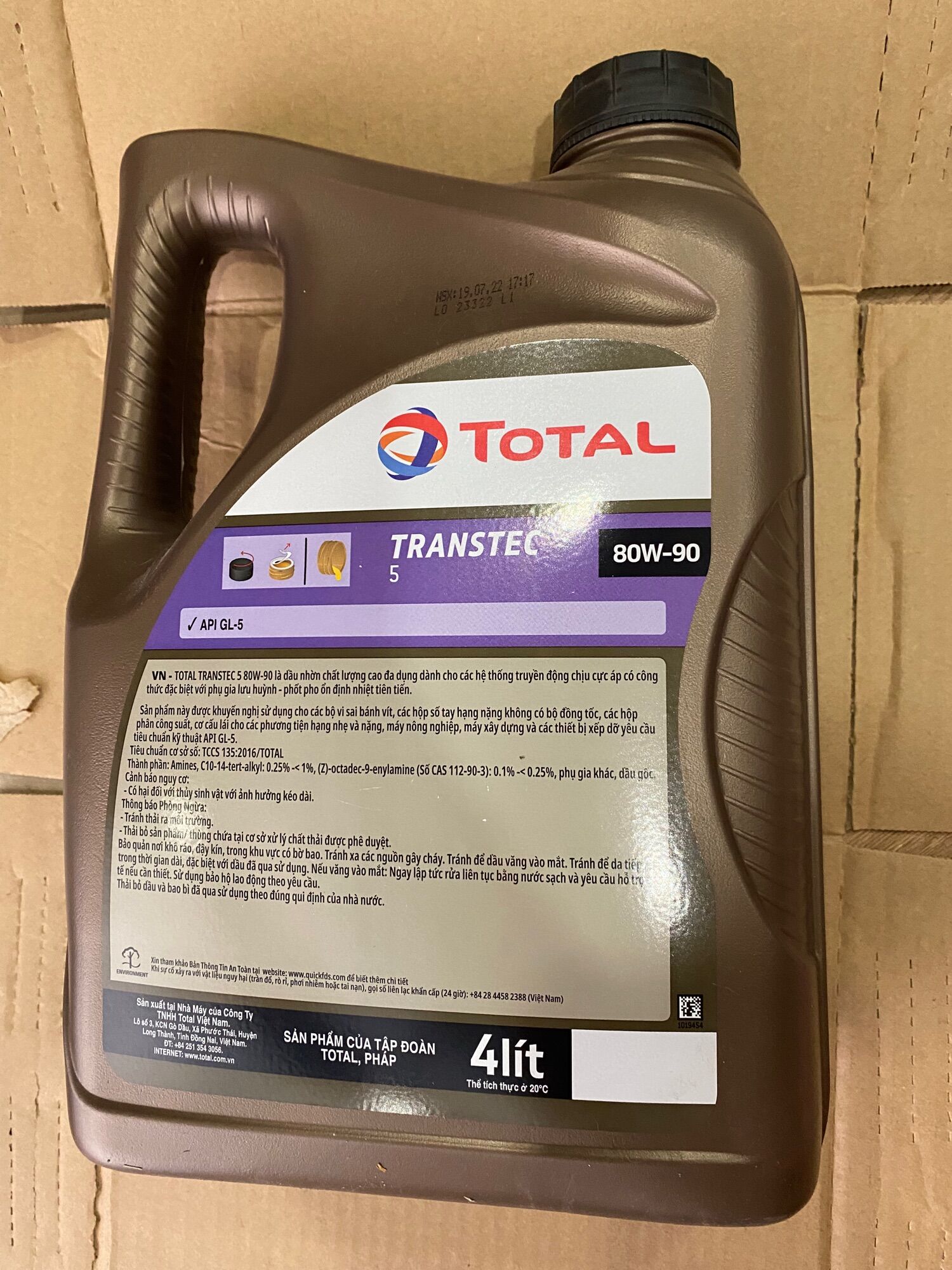 [HCM][ NHỚT HỘP SỐ- CẦU] Total TRANSTEC 5 GL-5  80W90 4 lít