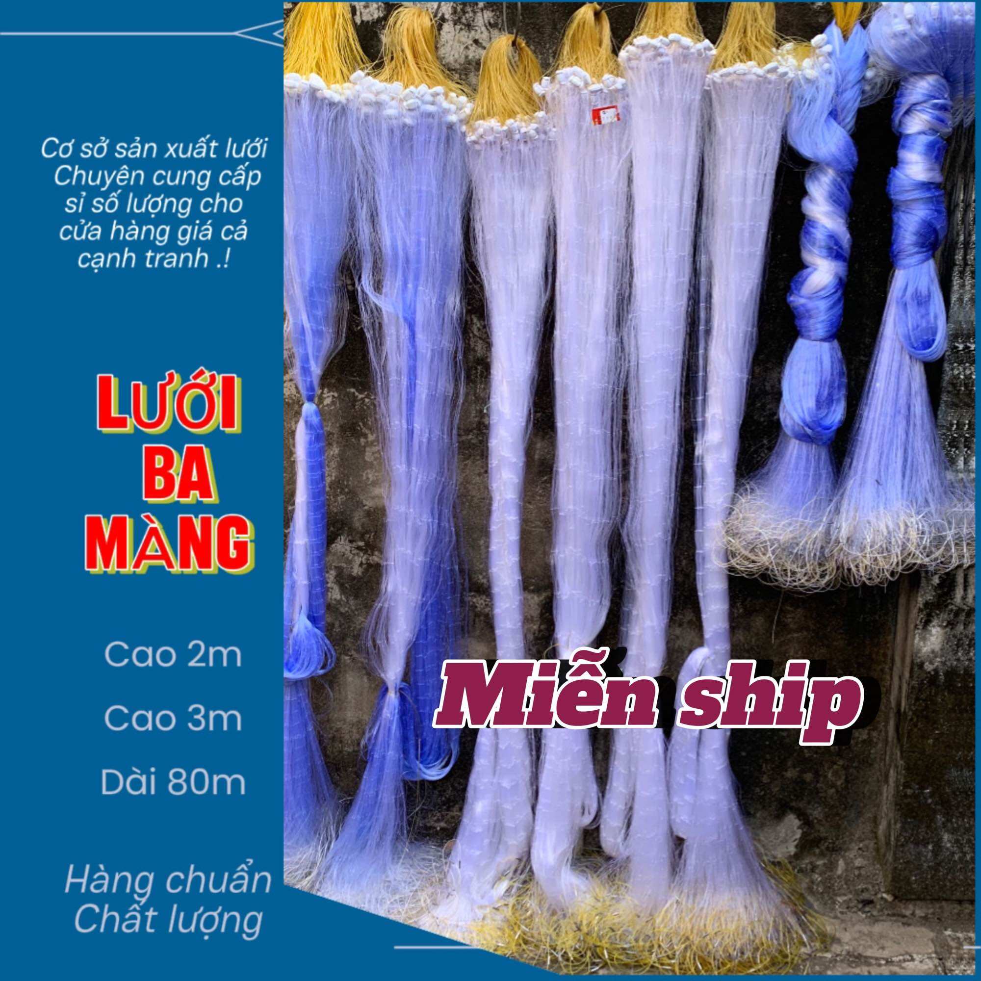 Lưới 3 màng cao 2m dài 80m.!