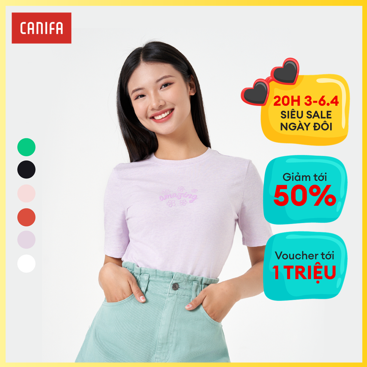 [25-29.4 VOUCHER TỚI 1 TRIỆU] Áo phông nữ CANIFA 6TS23S021
