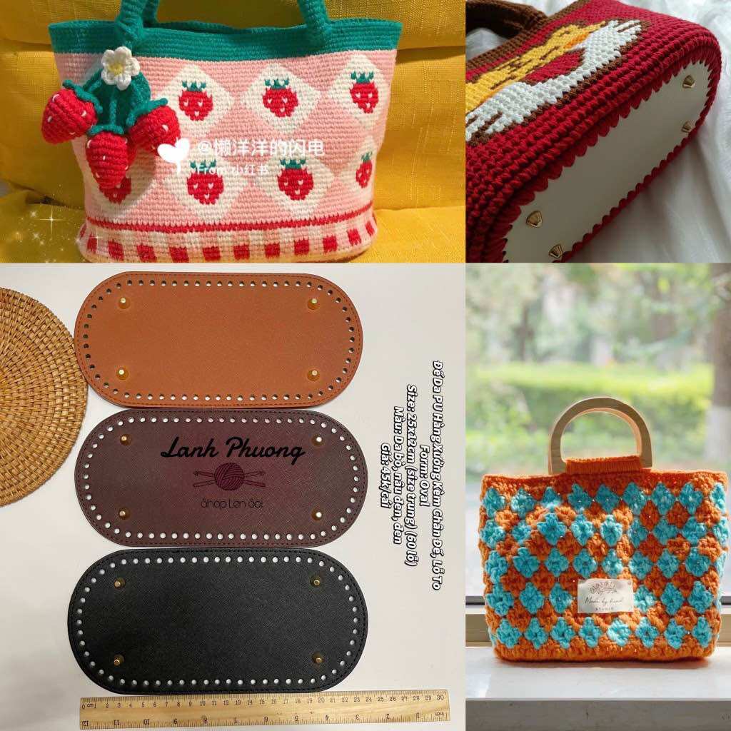 Đế túi da pu 25x12cm size trung