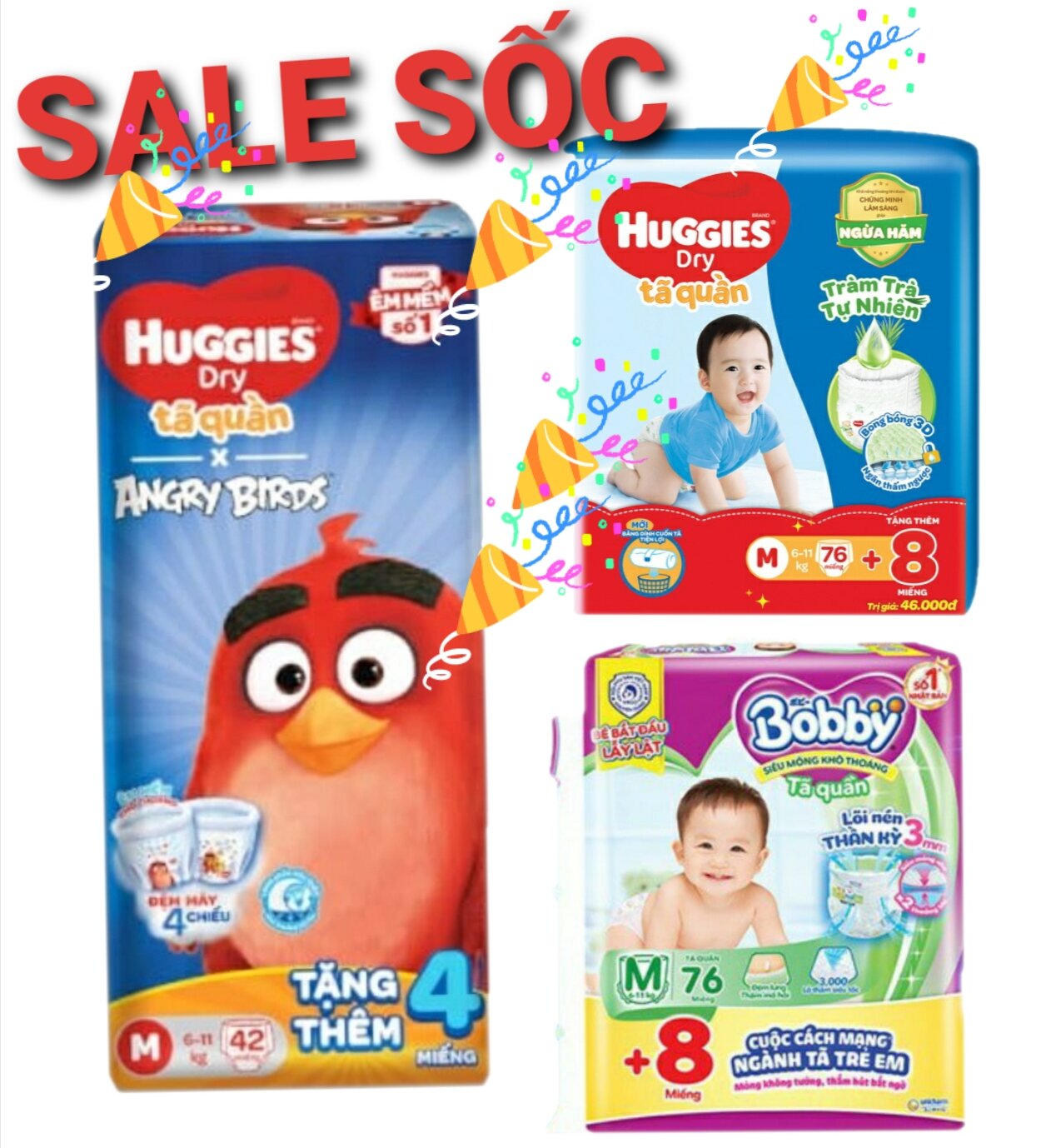 🧚♂️ hcm🚣 sale sốc 🤩 tã / bỉm quần mẫu loại dày siêu thấm hút huggies m76+8 / m 42+2 👉 bobby m76+8 / dán m76 miếng