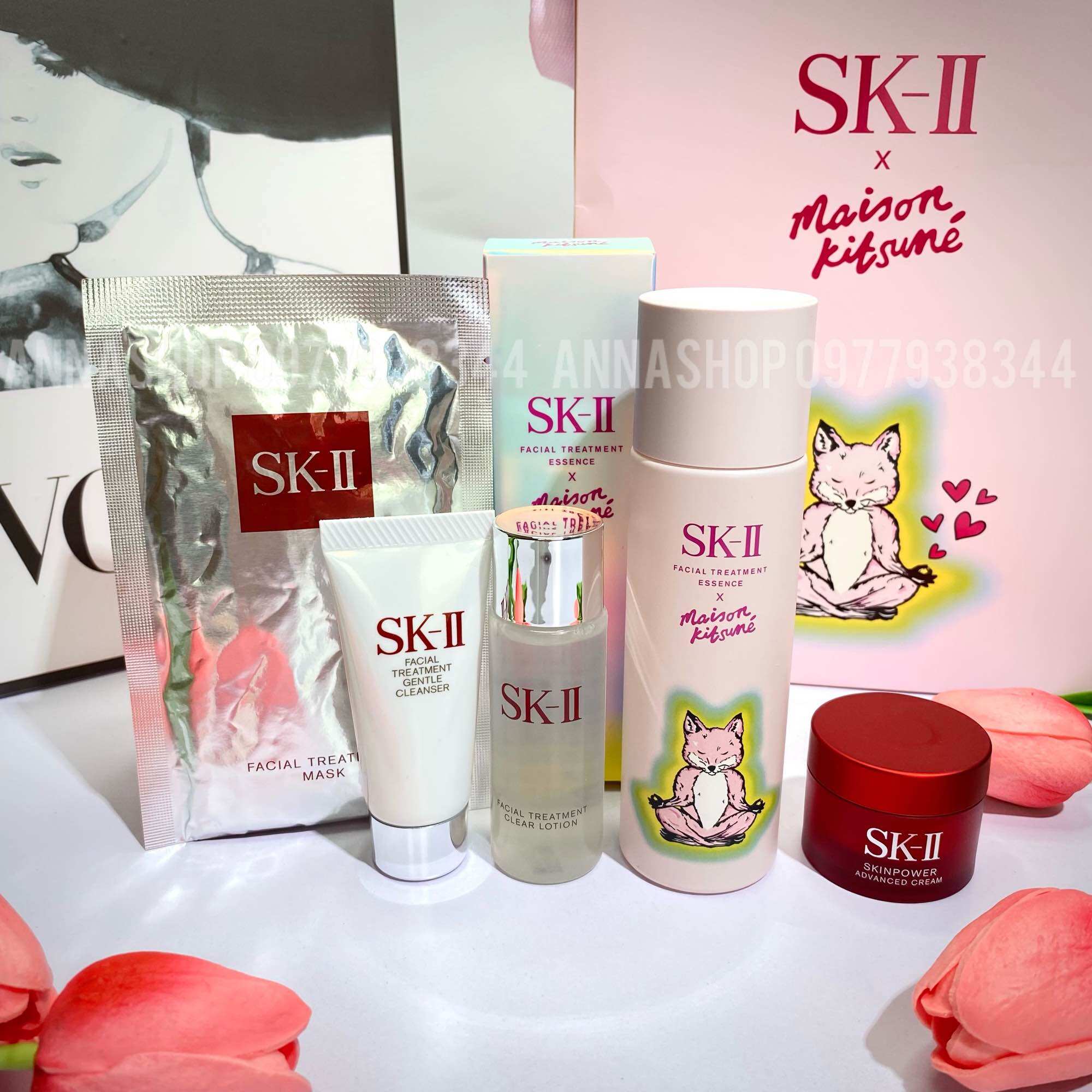 Set nước thần sk-ii maison kitsune pink limited 75ml phiên bản giới hạn 2024 nội địa nhật bản