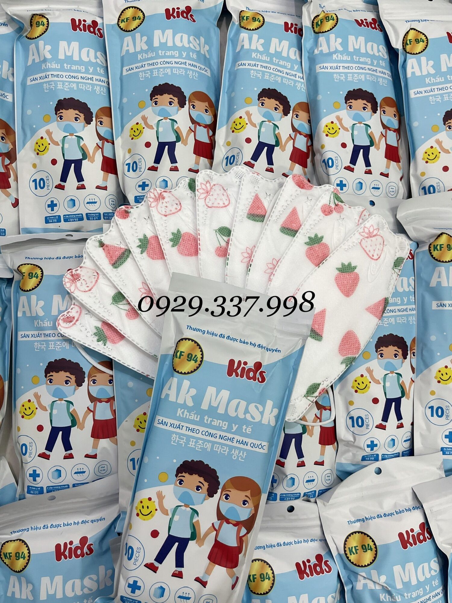 Khẩu trang KF94 dâu cho bé - bịch 10 cái