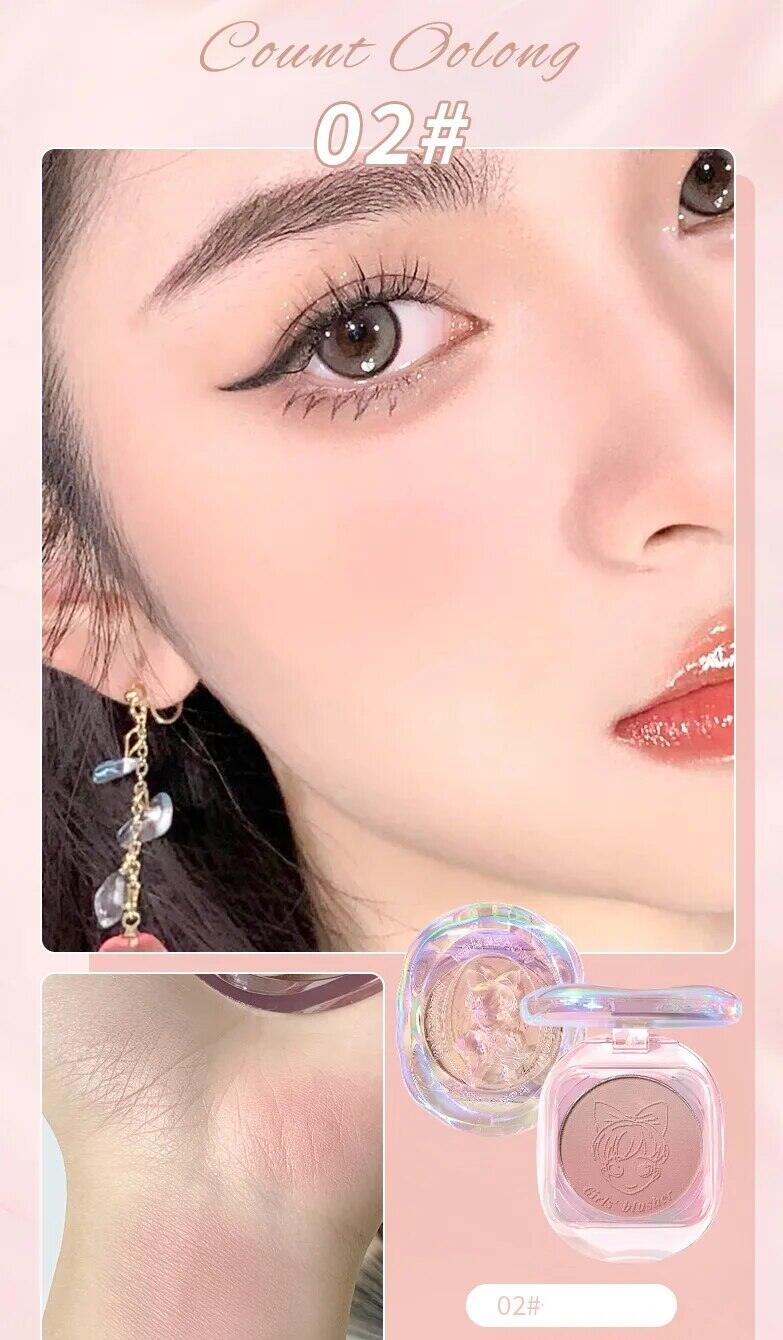 Kakashow Cô Gái Trái Tim Gradient Blush Matte Rouge Má Tím Trắng Tự Nhiên Khỏa Thân Trang Điểm Trim Tấm